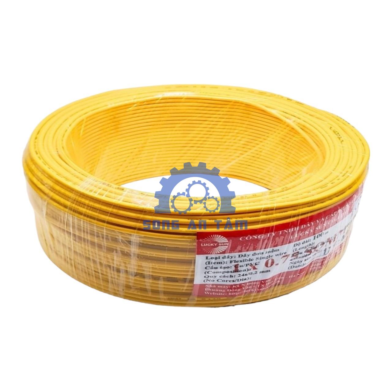 Dây điện đơn 1×0.75 lõi đồng màu Vàng, cuộn 100 mét